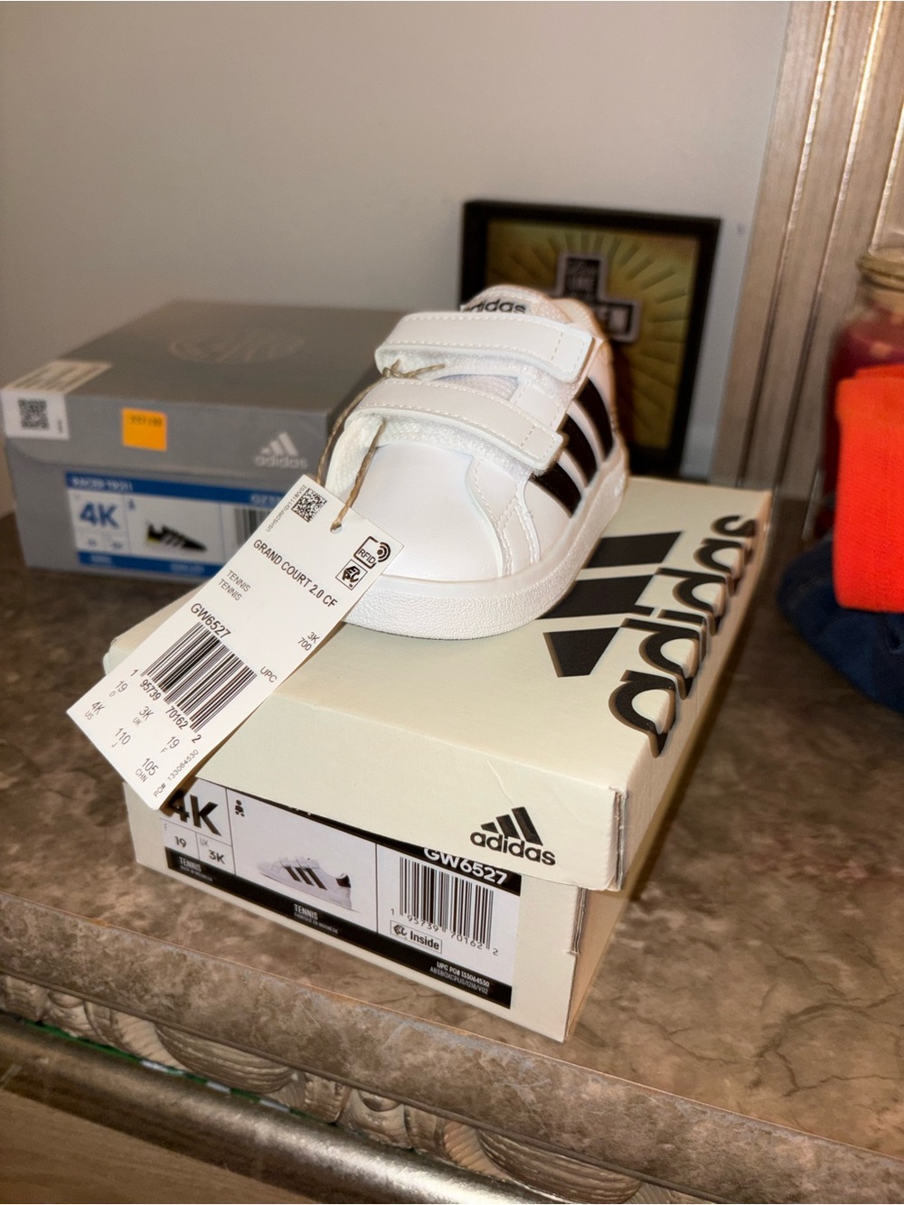adidas Kids White & Black Velcro Classic Sneakers